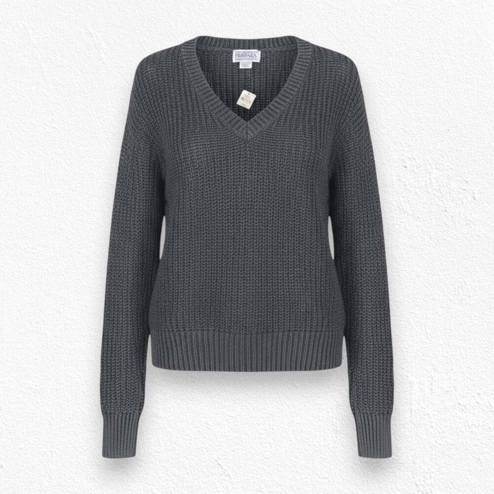 Forenza Victoria's Secret Gray V Neck Oversized Chunky Knit Sweater Size Small